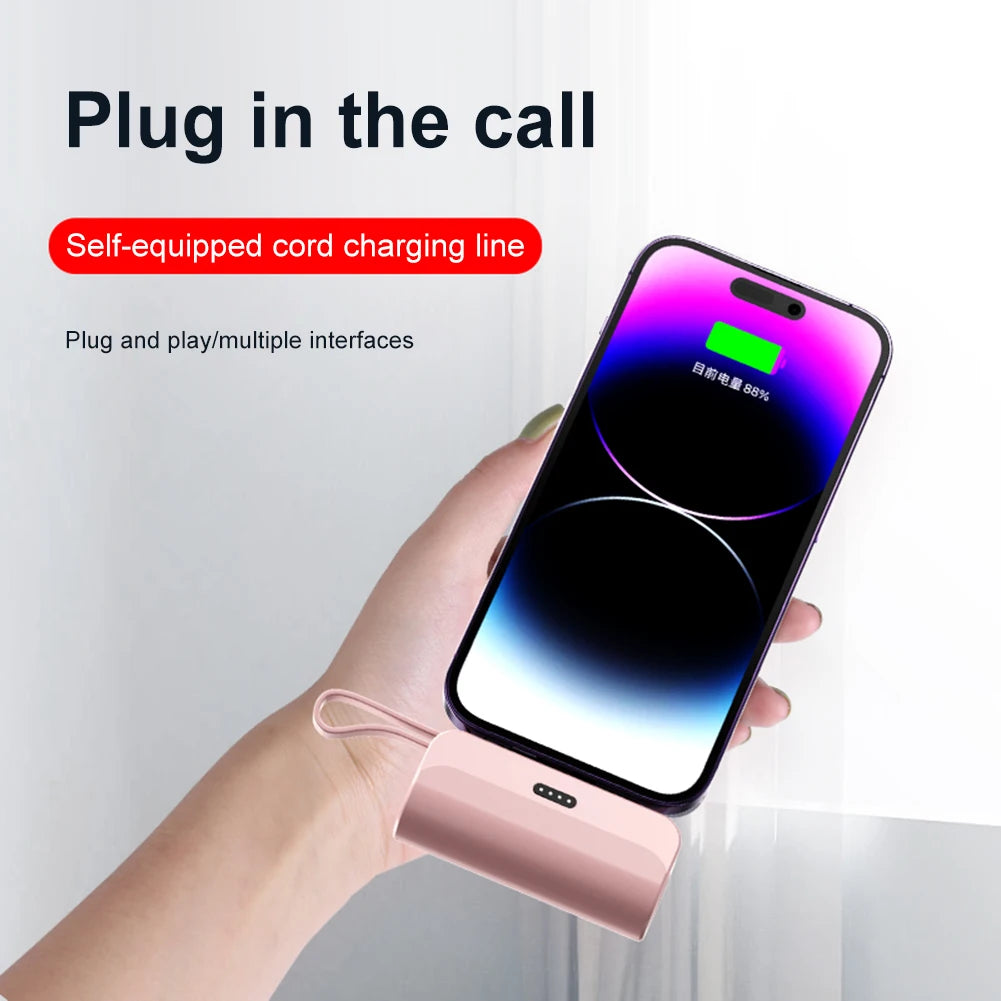 Mini Power Bank 5000mAh Portable Mobile Phone Charger External Battery Power Bank Plug Play For iPhone Samsung Xiaomi Power Bank