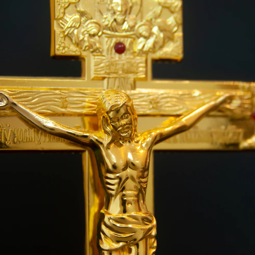 Orthodox Cross Candlestick Jesus Candlestick Zinc Alloy Candlestick Zinc Alloy Candlestick Glass Church Supplies Home Decoration