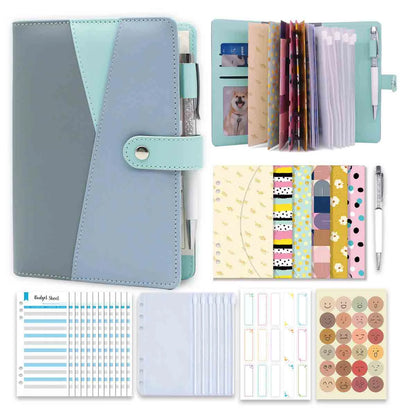 Budget Binder with Zipper Envelopes, Cash Envelopes with Budget Sheets, PVC Pockets, Cash Envelopes, Stickers & Pen