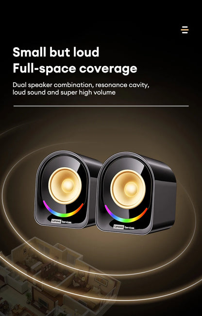 Original Lenovo A02 Wireless Bluetooth Speakers Deep Bass Sound Outdoor Soundbox Music RGB Lighting Long Standby Loudspeakers