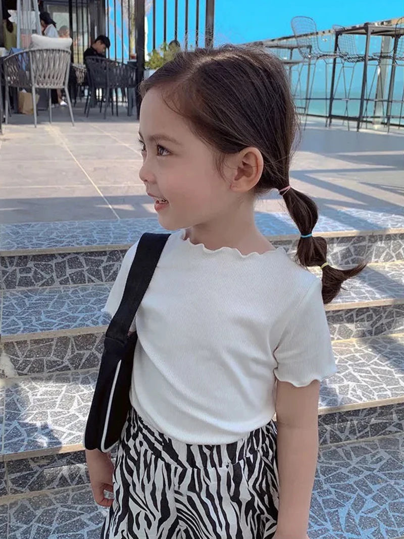 Baby Girls T-shirts for Kids Summer Sleeveless Knitted Tops Vest Outfits Girls Cute Halter Tops Tees Children Clothing 1-12 Year