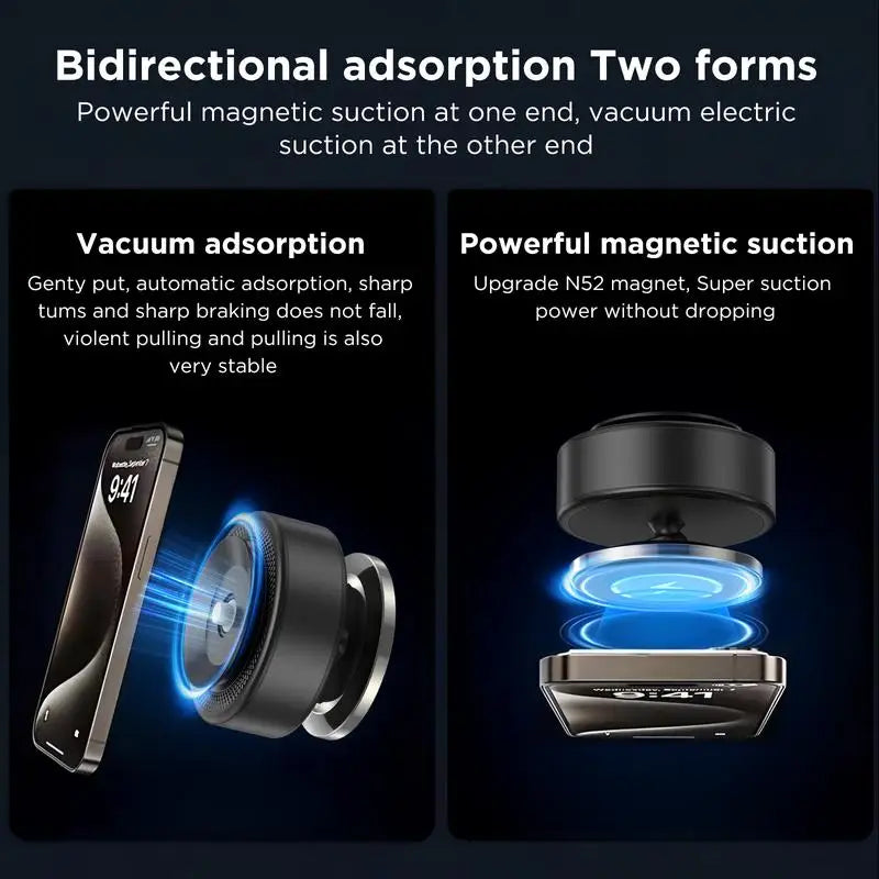 360 ° Intelligent Car Mount Mobile Phone Holder Magnetic Black Technology Universal Adsorption Bracket Vacuum Adsorption Stable
