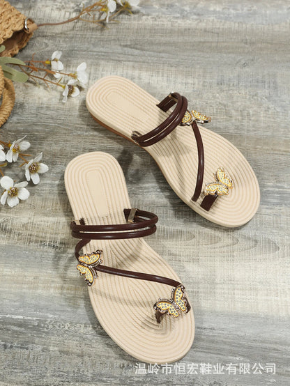2023 New Butterfly Toe Sandals, Beach Sandals, Occidental Slippers, Chinese Feminis  Wedding Shoes Bride  Womens Shoes