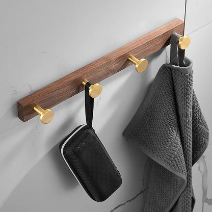 Tuqiu Robe Hook,Clothes Hook,Towel hanger, Wood and Aluminum Towel Hooks kitchen hooks Brushed gold bathroom accessories