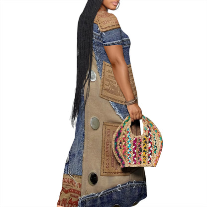 Women's Casual Maxi Dresses Summer Suspender Beach Dress Sundress with Pockets