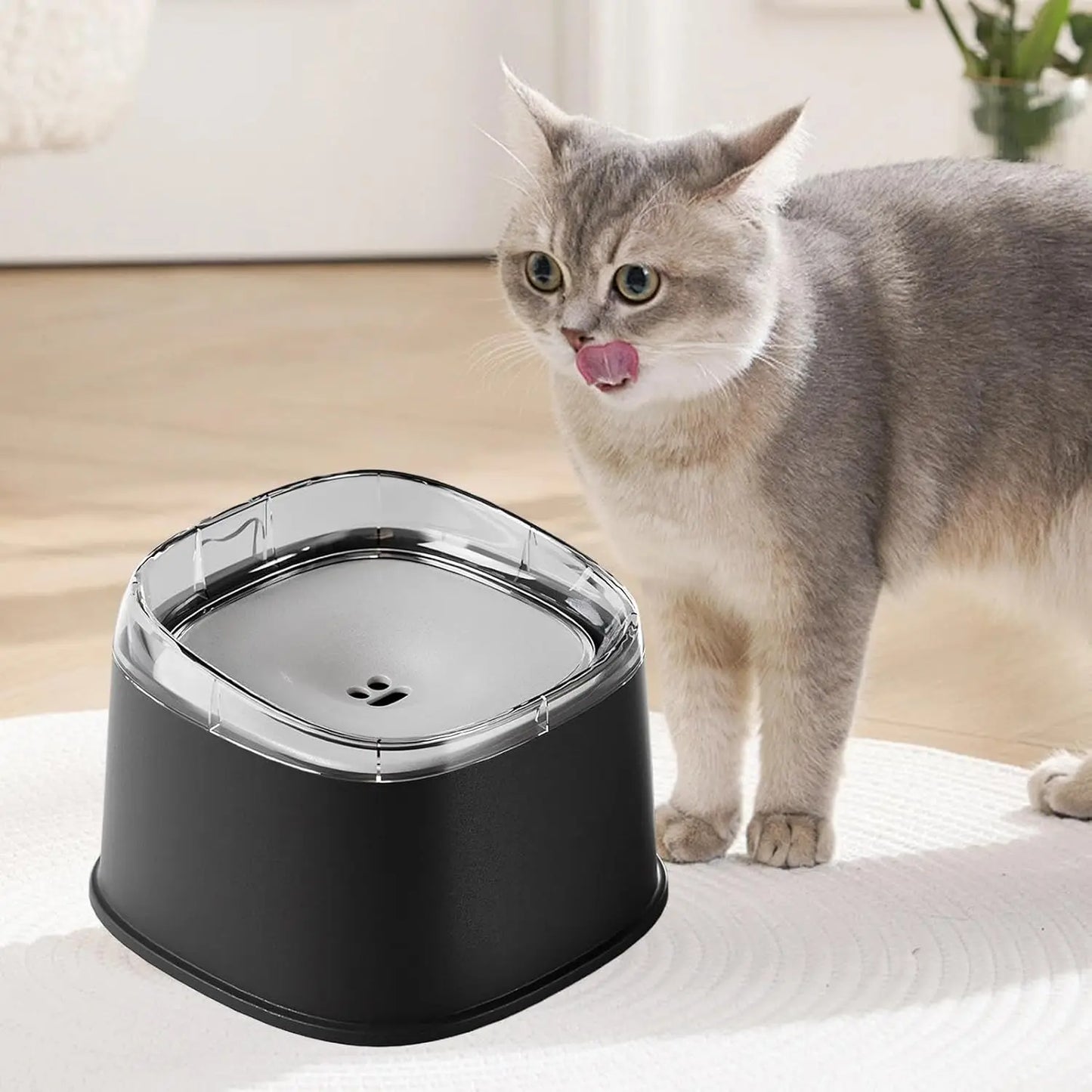 2.2L Dog Drinking Water Bowl No Spill Floating Non-Wetting Mouth Cat Slow Anti-Overflow Water Feeding Dispenser Large Capacity