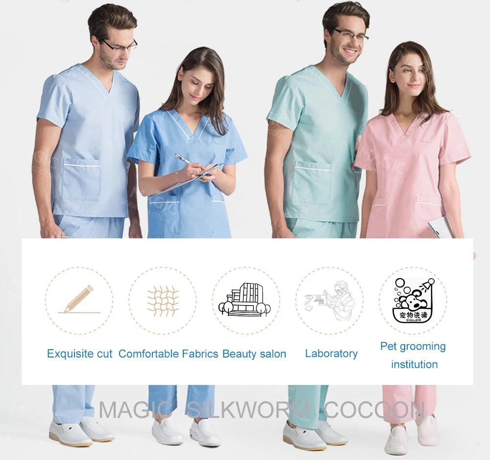 Hospital Surgical Clothes Medical Uniform Women Scrub Set Doctor Nurse Accessories Dental Clinic Scrub Set Beauty Salon Workwear