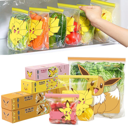 Pokemon Pikachu Reusable Storage Bag Food Transparent Sealed Bag with Zipper Sealing Plastic Container Travel Accessories Gift