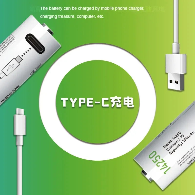 14250 3.7V 300mAh Rechargeable Lithium Battery For Probes, Thermometers, Sights, Thermostats, Monitoring systems,Alarms,1/2AA