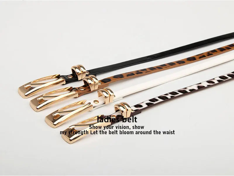 Leopard Print Belts for Woman Thin PU Belts Skirts Coat Decorative Waistbands Ladies Fashion Apparel Accessories Summer 2023 New