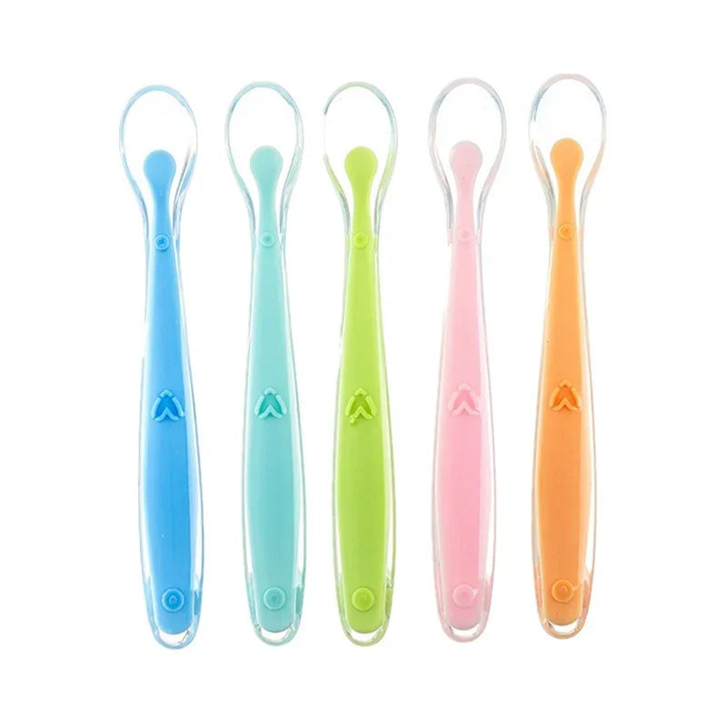 New Baby Soft Safety Spoon Bowl Container Silicone Spoons Tableware for Child Infant Solid Feeding Flatware Toddler Care Feeder