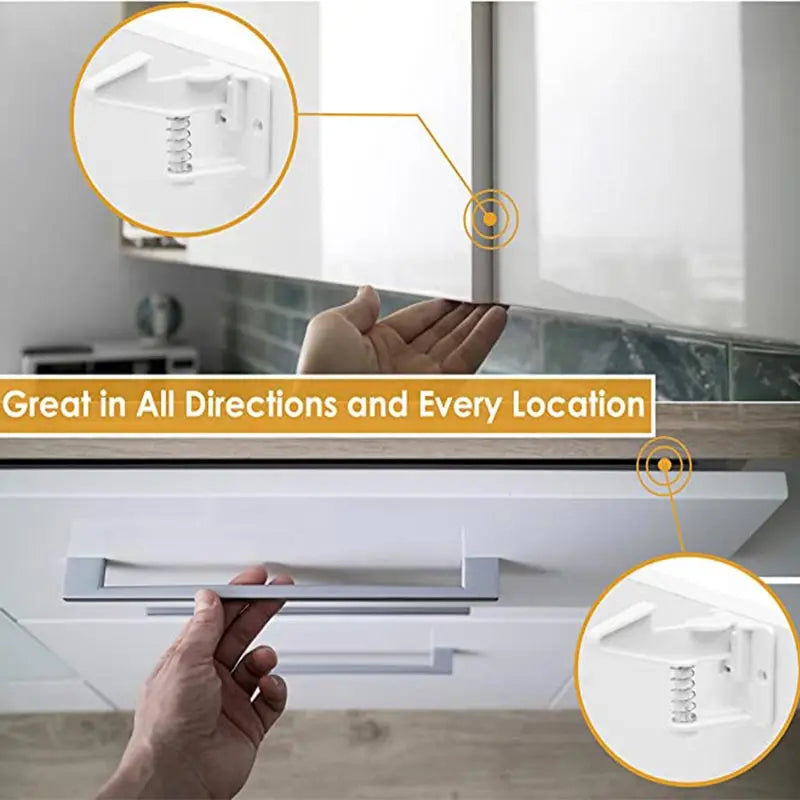 10pcs Baby Cabinet Locks Invisible Closet and drawer Lock Child Security Protector No Drilling Installation White