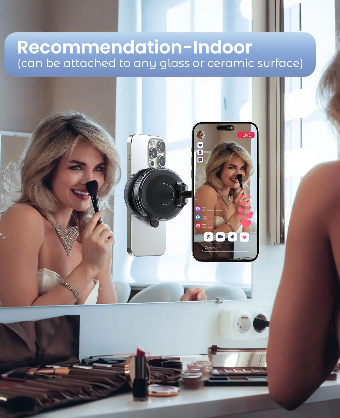 Magnetic Suction Cup Phone Mount for MagSafe, 360° Adjustable, Foldable & Portable Holder for All Smartphones & Car Models