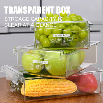 Kitchen Fruit Food Egg Storage Box Fridge Organizer Slide Under Shelf Drawer Box Rack Holder Refrigerator Crisper Keeping Flash