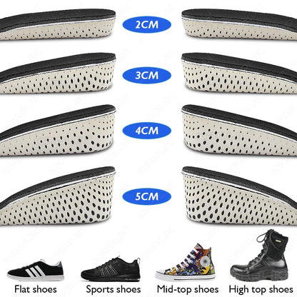 Half Shoe Insoles Heel Insert Sport Cushion Height Increase EVA Memory Foam Heel Lifting 2/3/4/5CM Taller Invisible Heighten Pad