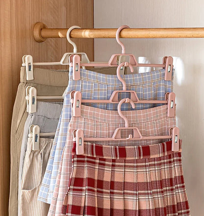 3/6Pcs Pants Skirts Non-slip Clips Hanger Wardrobe Attachable Clothes Organizer Household Space-saving Trousers Drying Racks
