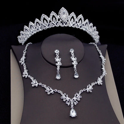 Fashion Crystal Bridal Jewelry Sets for Women Tiaras Earrings Necklace Crown Wedding Dress Bride Jewelry Set Accessories