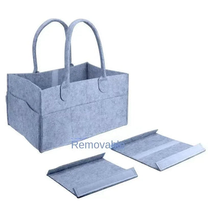 Portable Mommy Bag Fashionable Felt Diaper Organizer Durable Collapsible Travel Baby Storage Box with Handle Nursery Essentials