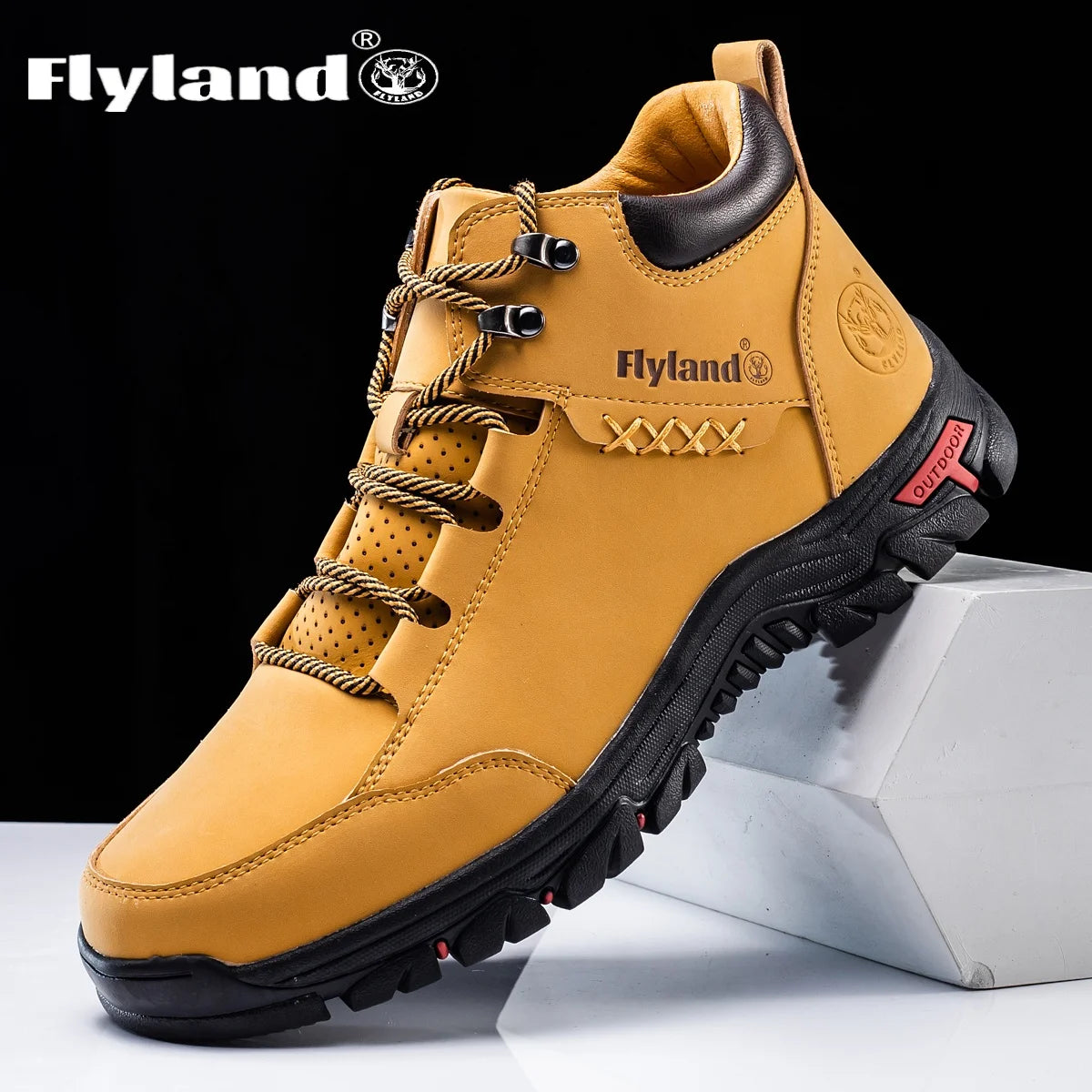FLYLAND Fashionable  Ankle Boots Men Casual Sneakers Work Office Shoes