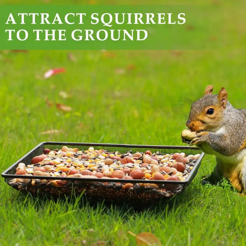 HUA Wild Bird Feeders Square Ground Tray Bird Feeder Metal Mesh Bowl High-capacity Ground Animal Feeding Tray Pet Feed Supplies