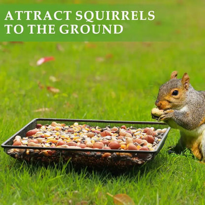 HUA Wild Bird Feeders Square Ground Tray Bird Feeder Metal Mesh Bowl High-capacity Ground Animal Feeding Tray Pet Feed Supplies