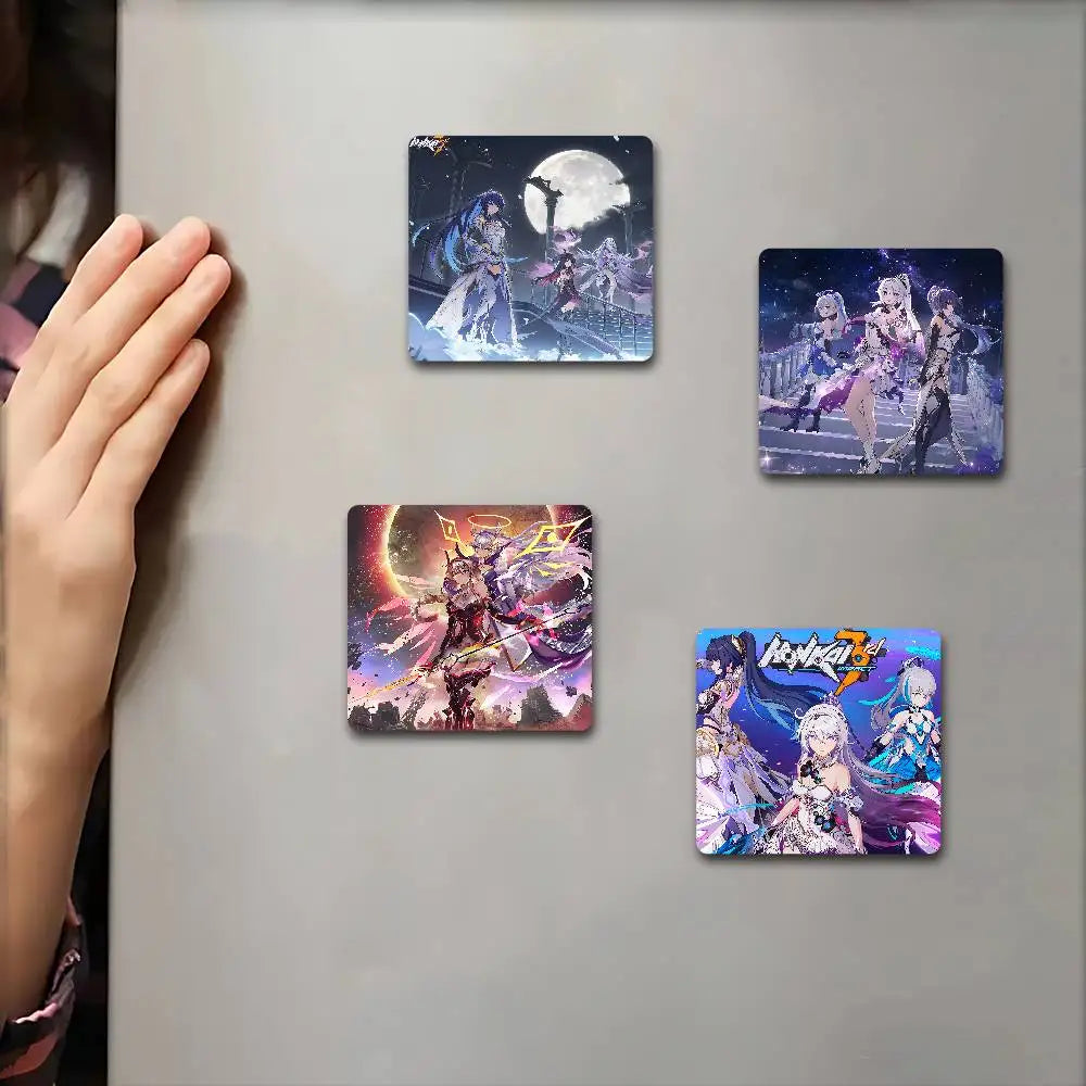 Honkai Impact 3rd Fridge Magnet Creative Square Refrigerator Magnets Picture For Kitchen Office Whiteboard Home Decoration