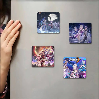 Honkai Impact 3rd Fridge Magnet Creative Square Refrigerator Magnets Picture For Kitchen Office Whiteboard Home Decoration