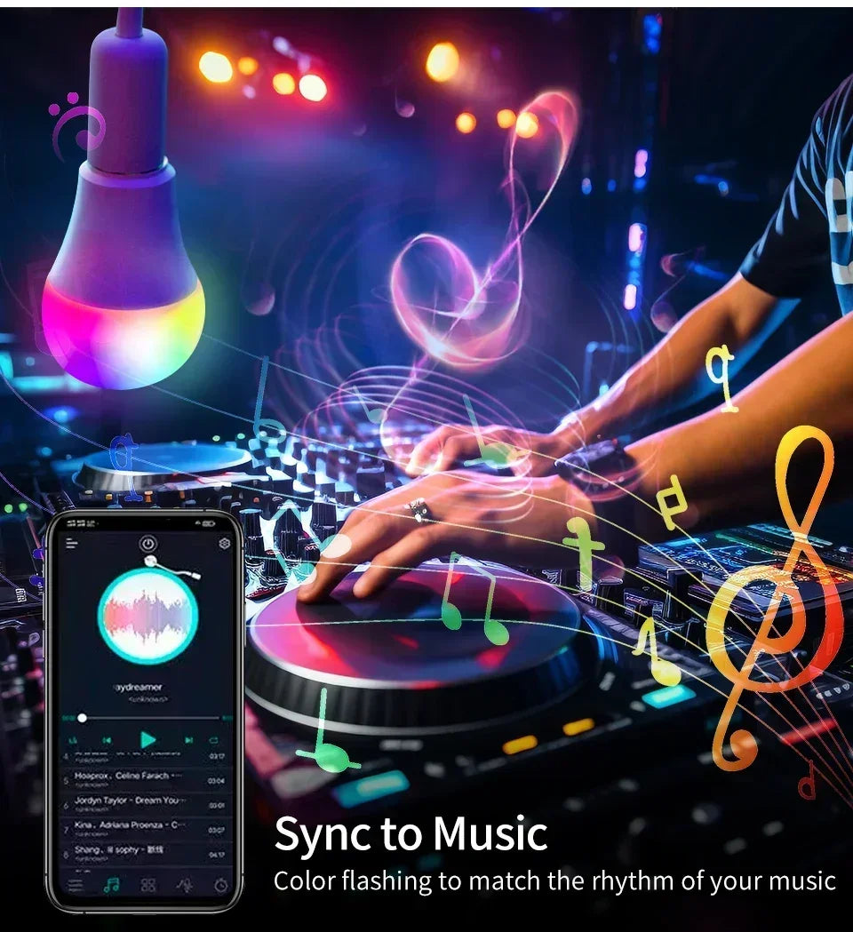 E27 Smart Bulb Tuya Bluetooth LED Light Bulb 18W 15W 9W 220V RGB Lamp APP Control Timer Dimmable Music Sync Work With Smart life