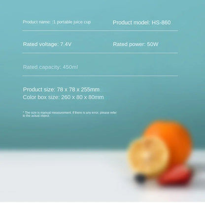 Household  Mixer Machine Portable Blender Crushed  Electric Juicer With 3 Speed 450ML Large Capacity Digital Display Juice Cup