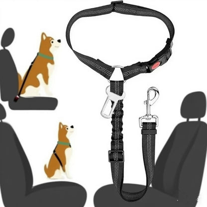 2-in-1 Dog Car Seatbelt Headrest Restraint Adjustable Reflective Pet Safety Seat Belt Clip Buckle Tether Large Medium Small Dogs