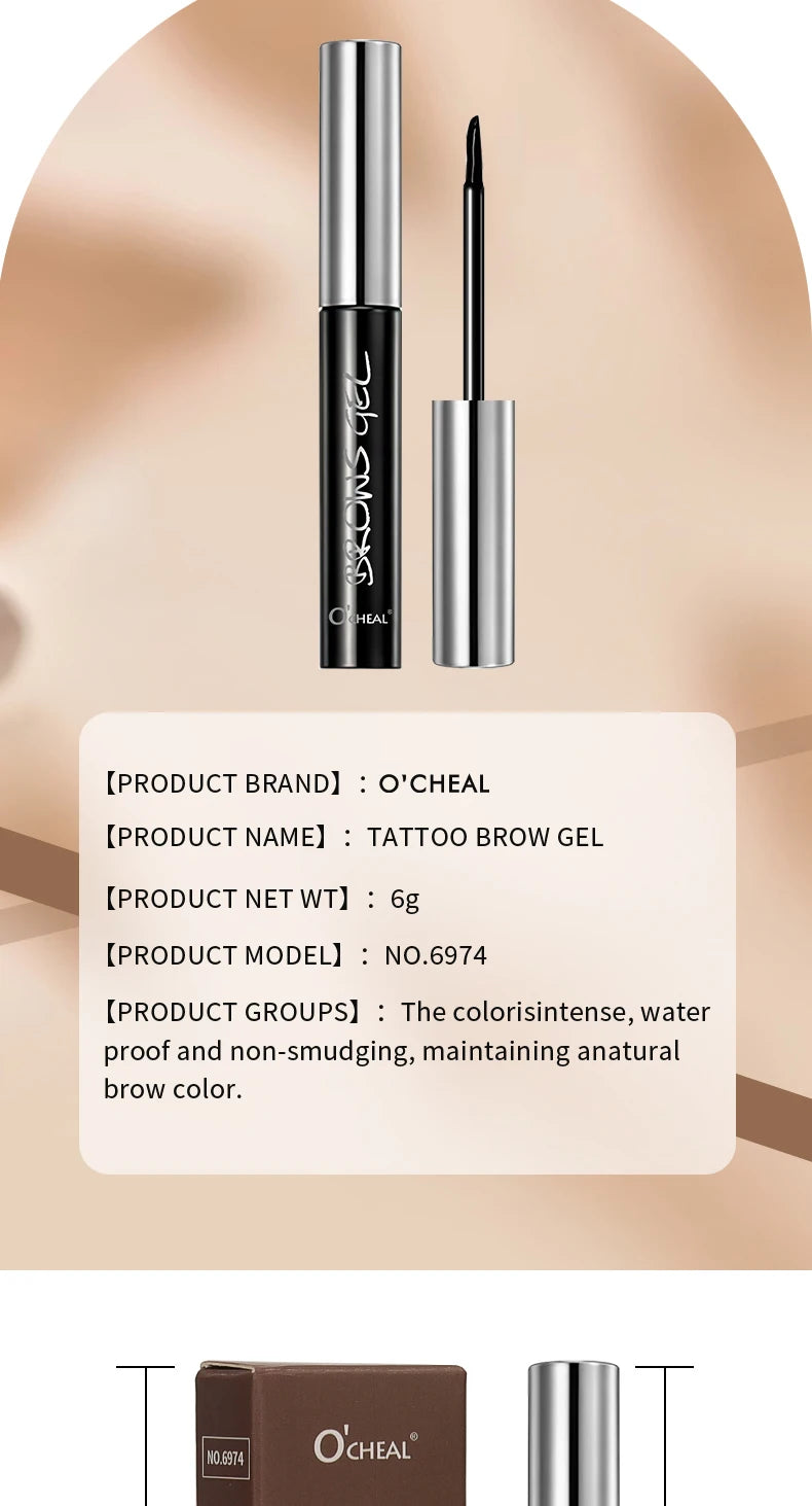 Ocheal Easy Peel Off Eyebrow Gel Tattoo Tint Semi-Permanent Eyebrow Gel Waterproof Long-Lasting Black Brown 3D Mascara Serums