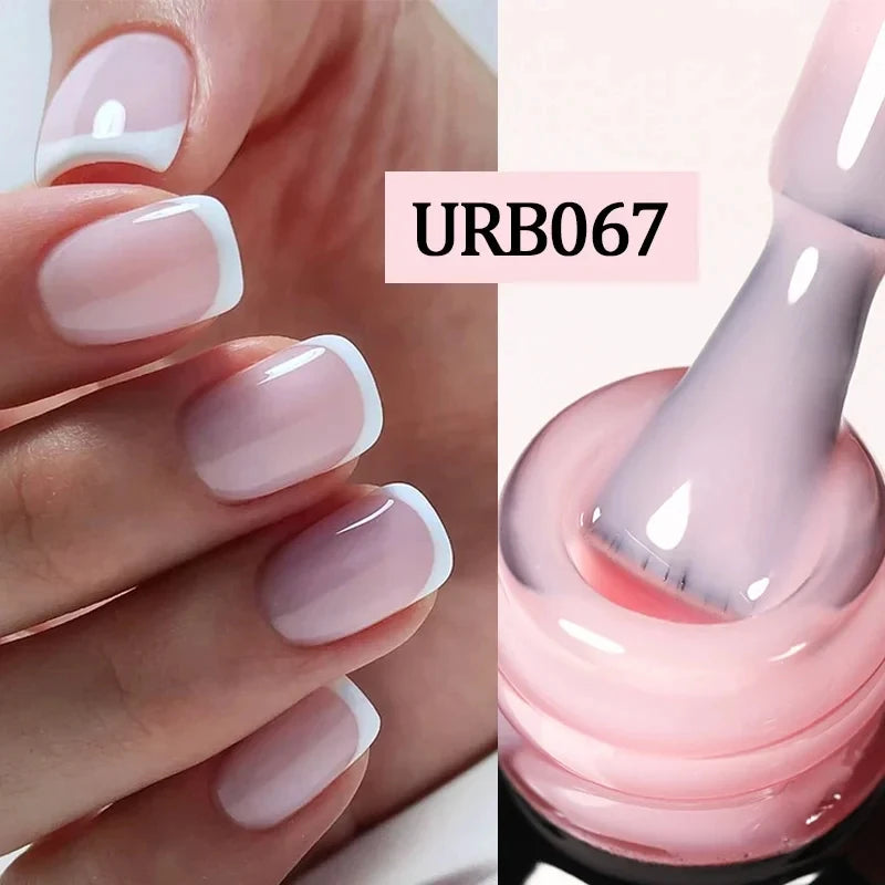 UR SUGAR 7ml Pale Pink Rubber Base Gel Nude Color Semi Permant Soak Off UV LED Self-leveling Gel Varnishes Great Coverage