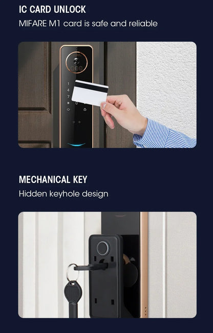 2024 Smart Door Lock  Wifi Smart Fingerprint Digital Safe Door with Camera Lock for Home