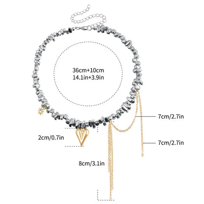 Fashion Trend Accessories Simple Exquisite Love Fringe Pendant Irregular Beaded Necklace For Women Holiday Gifts Alloy Jewelry