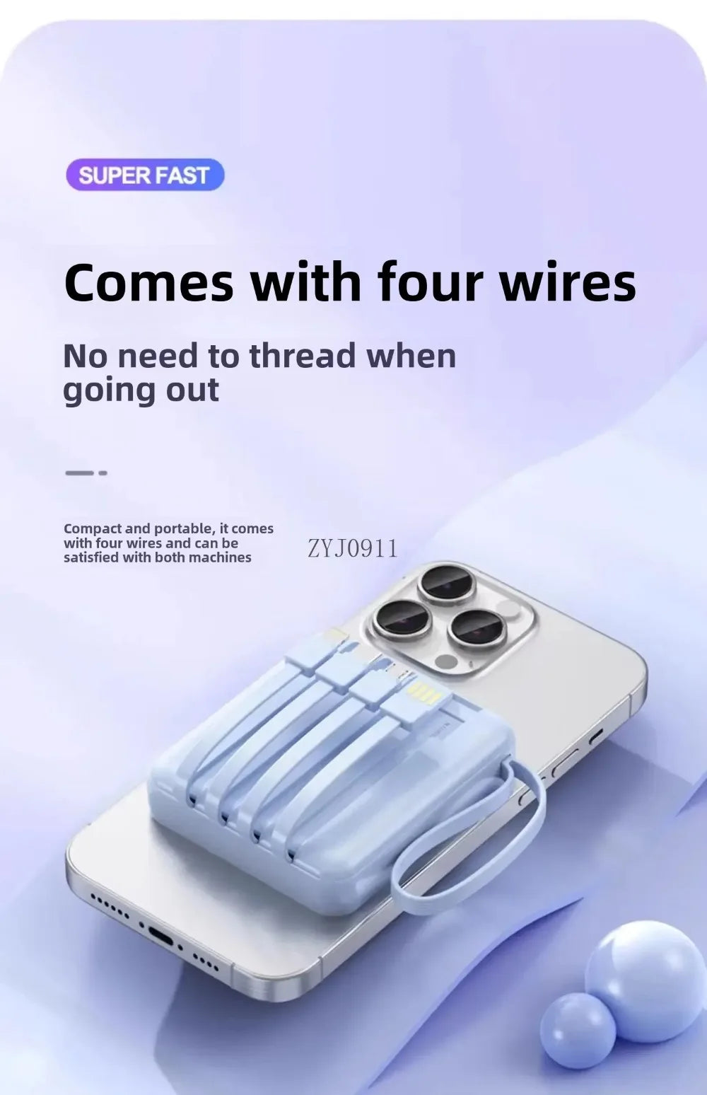 A Brand-new 120W Three-in-one 20,000mah Super Fast Power Bank with Large Capacity, Built-in Cable and Digital Display Powerbank