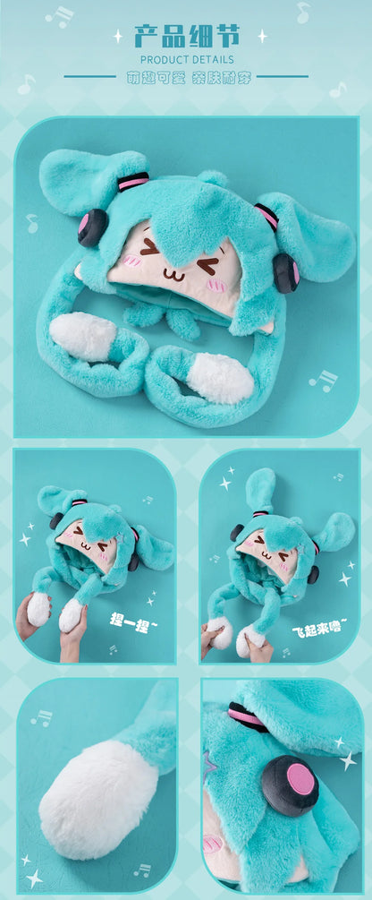 Original Moeyu Miku Hat for Women Men Cap Plush Ears Move Cartoon Hats Autumn Winter Warm Hatsune Vocaloid Cosplay Caps