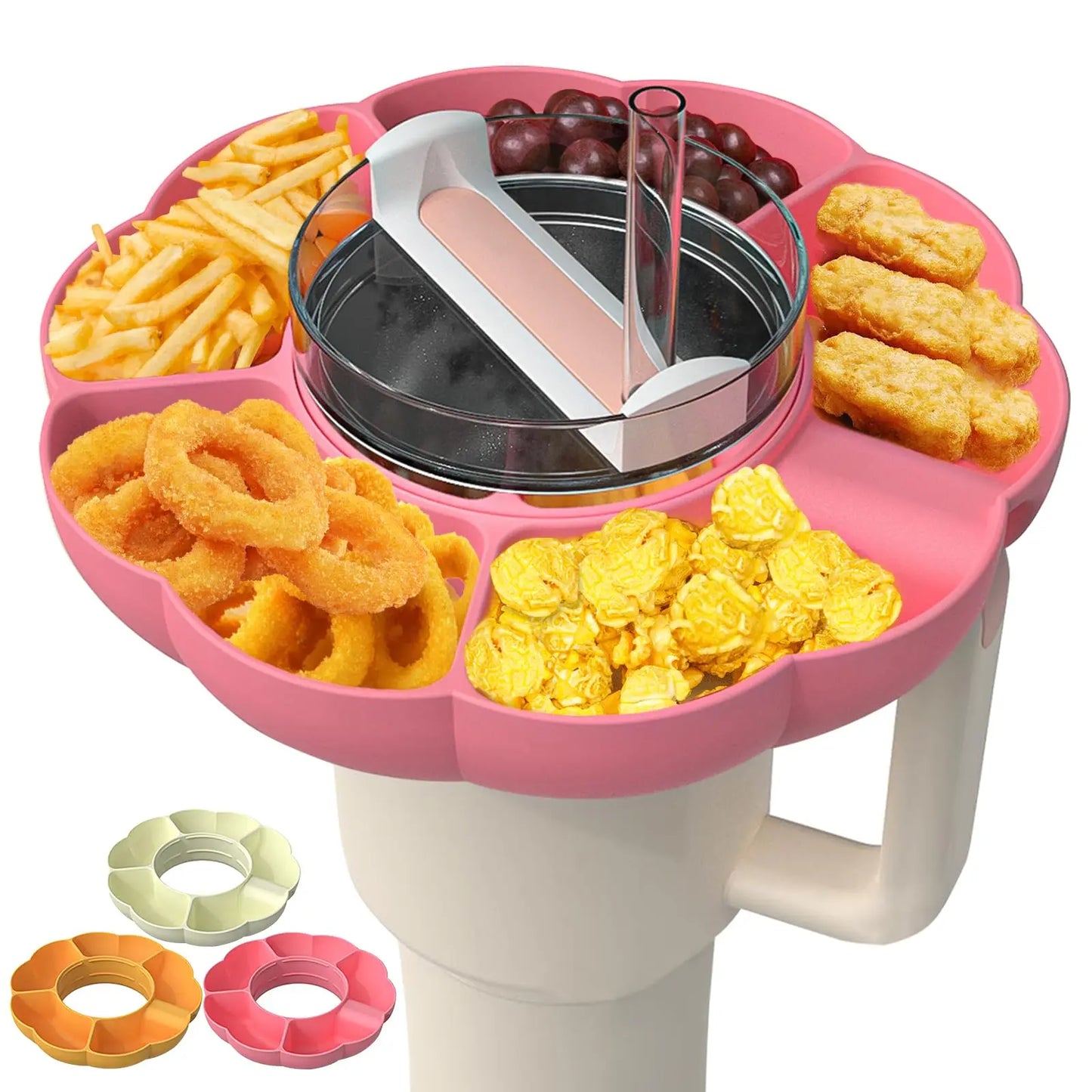 Reusable Silicone Snack Platters for Snack for Stanley Cup 40 Oz Tray Snack Divider Divided Container Food Tray Holder Outdoor
