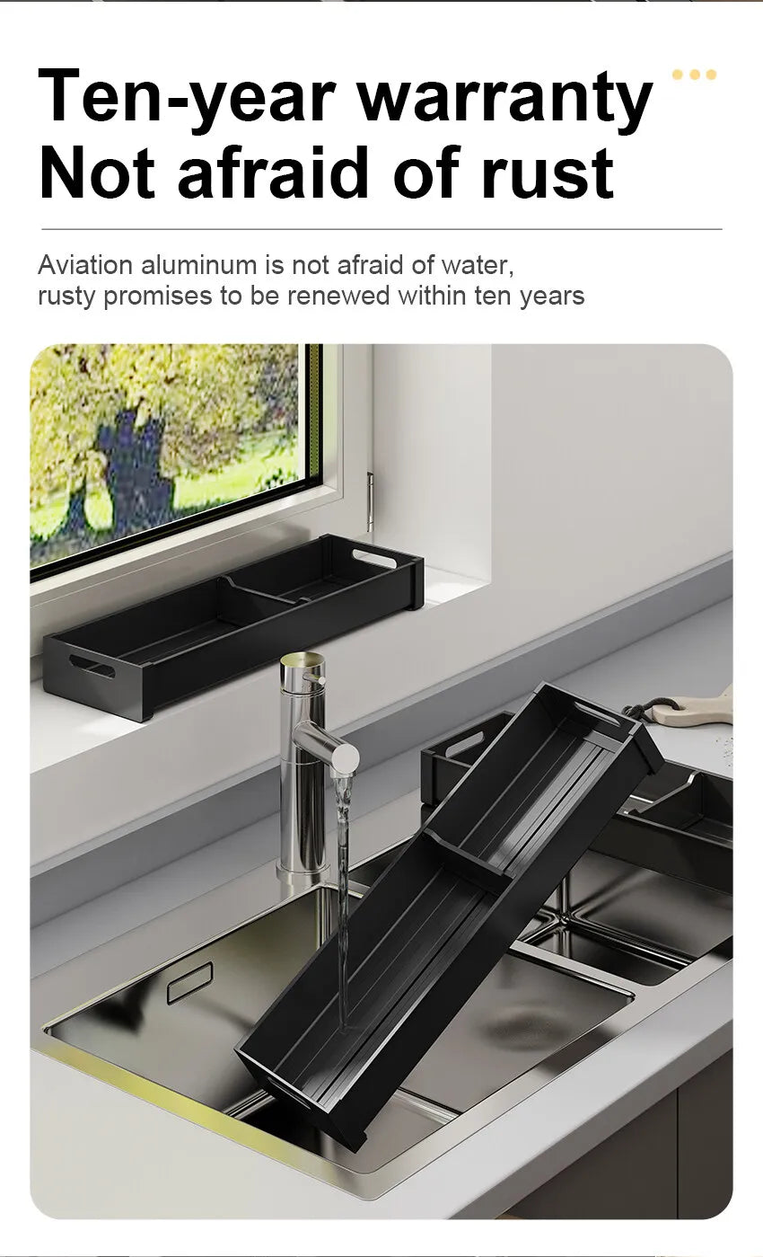 Utensil Drawer Organizer Kitchen Utensil Cutlery Tray Expandable Drawer Storage Retractable Under Cabinet Dish Drying Rack Shelf