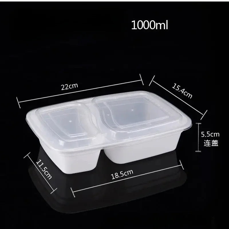 2 Compartment BPA Reusable Meal Prep Containers Rectangular Lunch Containers Microwavable Safe - Stackable Food Storage Trays