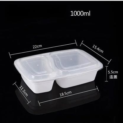 2 Compartment BPA Reusable Meal Prep Containers Rectangular Lunch Containers Microwavable Safe - Stackable Food Storage Trays