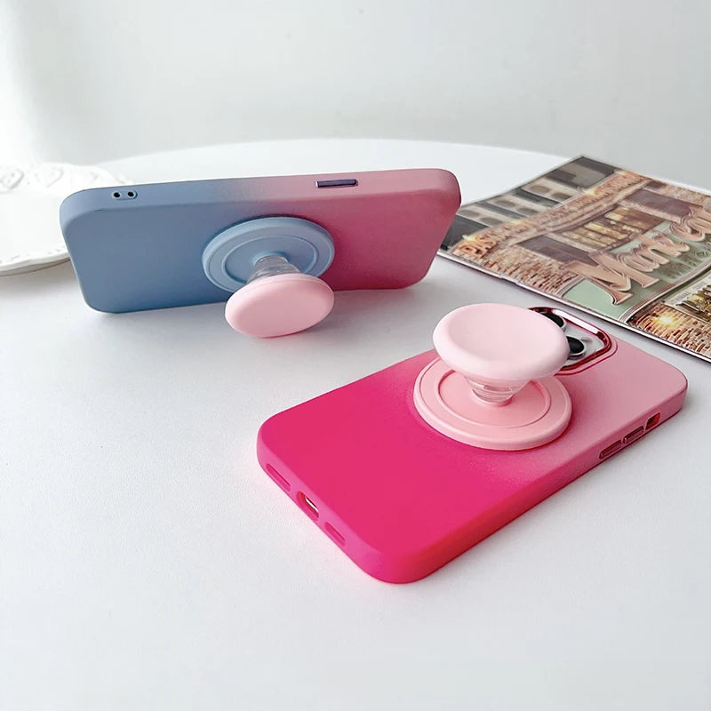 Magnetic Phone Grip Tok Folding Phone Stand Desktop Magsafe Phone Socket Solid Color Bracket INS Phone Holder