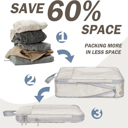 Travel Storage Bag Compressible Packing Cubes Carry on Travel Suitcase Luggage Organizer Foldable Waterproof HandbagTravel Bag