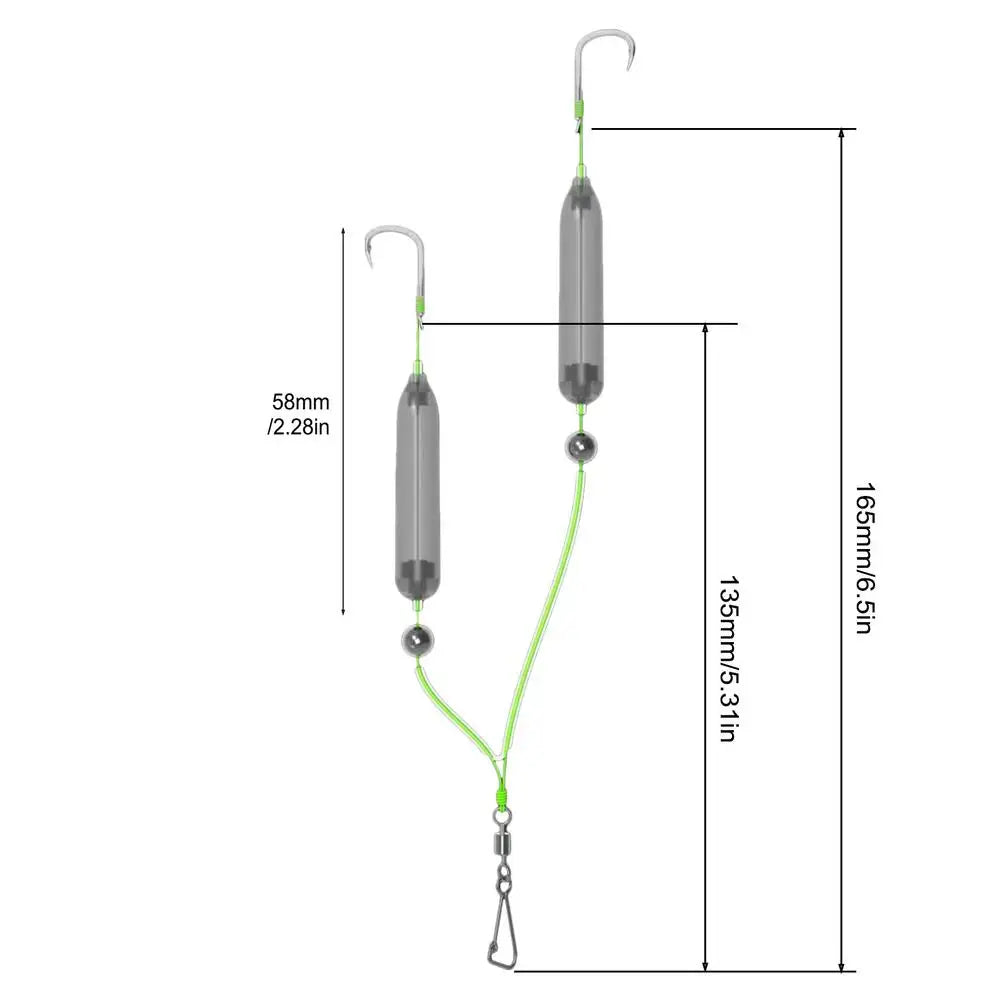 2Hooks Fishing Hair Rigs Hook Reverse Bottom Fishing Rig Reverse Anti-Snag Attractor For River Pier Offshore