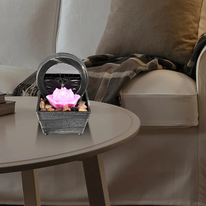 Desktop Water Fountain LED Indoor Decorative Fountain Creative Craft Home Decor Small Waterfall Fountains Zen Meditation Fountai