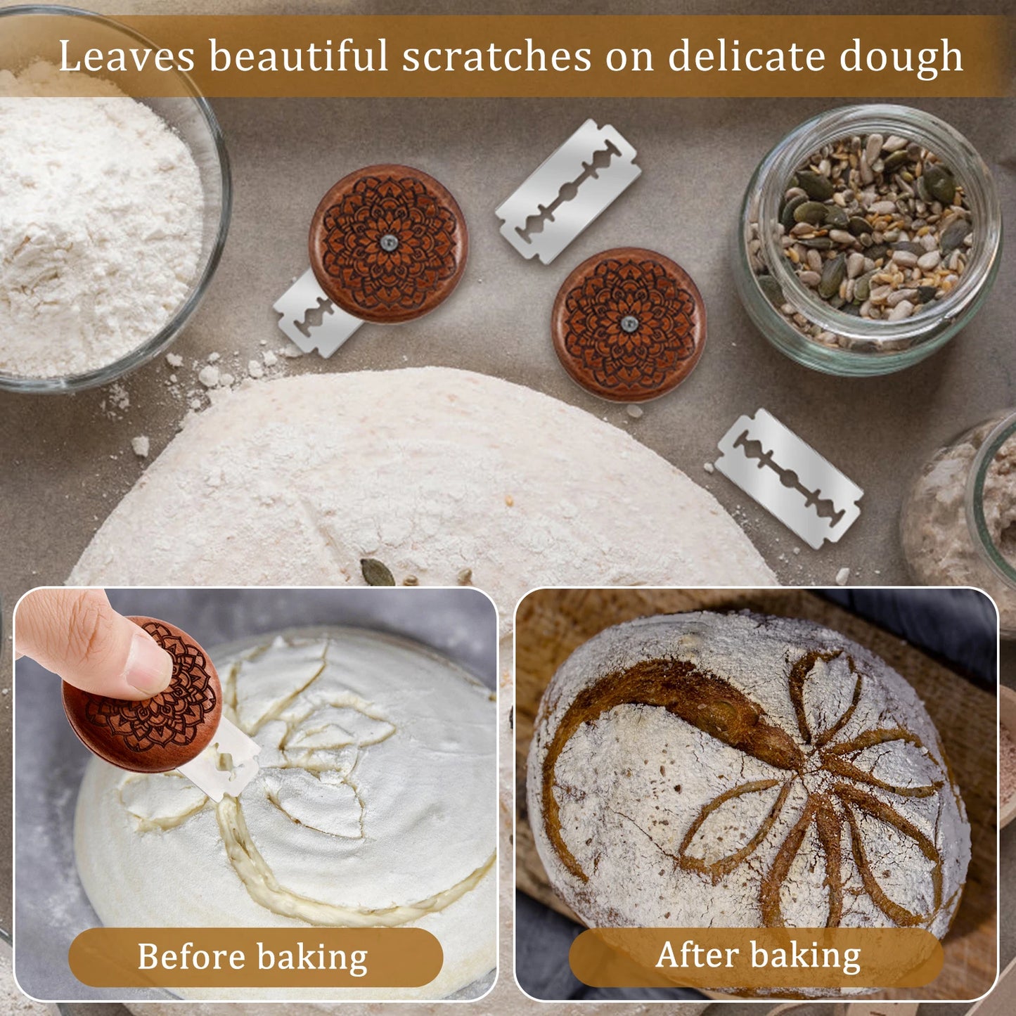 Wooden Bread Knife Bread Bakery Lame Tools French Bread Scorer Baking Source Dough Bread Knife Cutter Tools DIY Sourdough Bread