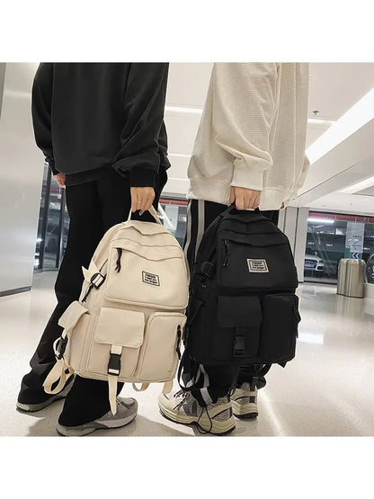 Backpack Large Capacity Light Simple Travel Bag Canvas Backpack Student School Bag Nylon Student Zipper Backpack