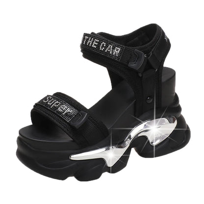 10CM Chunky Platform Sandals Women New Summer Bling High Heels Sandals Woman Beach Casual Slides Thick Sole Sandalias Mujer