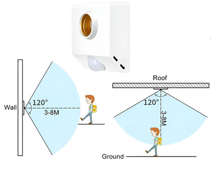 Smart Home PIR Motion Sensor Light Socket E27 LED Bulb Base Adapter with Light Control Smart Switch Residential Security