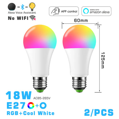 LED Smart Light Bulb, Color Changing Alexa Light, RGB Smart Lamp That Work With Alexa, E27 B22 Base,16 Million Colors,Dimmable