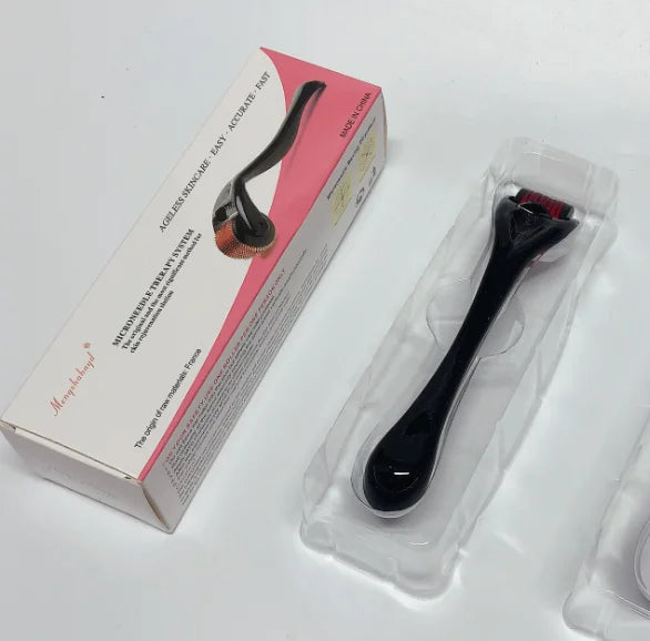 Derma Roller for Skin, Hair & Beard – Women and Men Titanium Microneedling Roller for Face & Scalp, Safe & Easy to Use 0.25mm